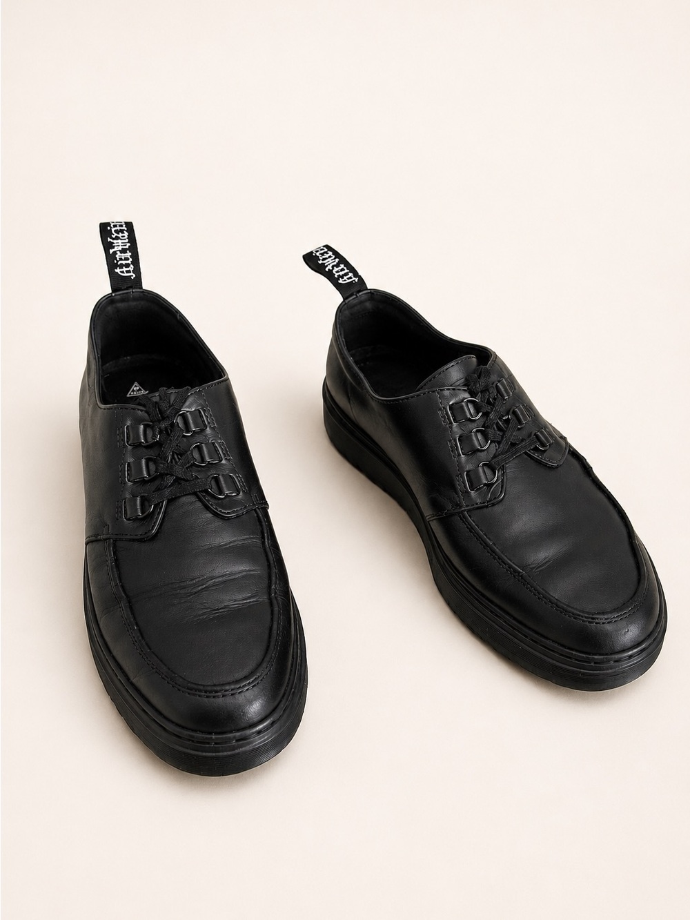 Dr. Martens Walden Leather Derby Creeper Shoes Black Size 10